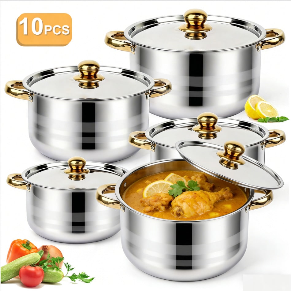 Home Cooking Restaurants - Stainless Steel Pot Set Modern Luxury